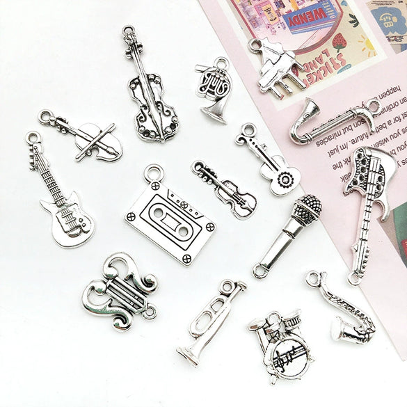 Music Series Accessories Alloy Handmade Musical Instruments Pendant With Electroplating