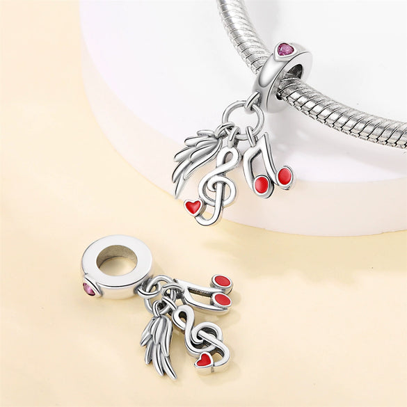 Musical Note Medicine Box Tooth String Beads Pendant Diy Jewelry Accessories Bracelet 925 Silver Copper Plated Dripping Oil