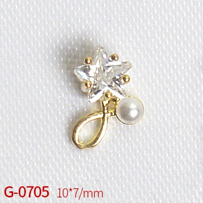 Nail Art Jewelry Metal Zircon Simple Style Flower Pattern Leaves Rabbit Pendant