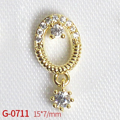 Nail Art Jewelry Metal Zircon Simple Style Flower Pattern Leaves Rabbit Pendant