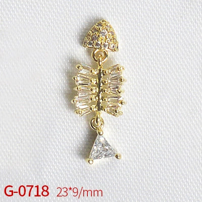 Nail Art Jewelry Metal Zircon Simple Style Flower Pattern Leaves Rabbit Pendant