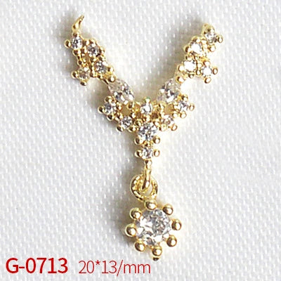 Nail Art Jewelry Metal Zircon Simple Style Flower Pattern Leaves Rabbit Pendant