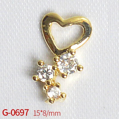Nail Art Jewelry Metal Zircon Simple Style Flower Pattern Leaves Rabbit Pendant