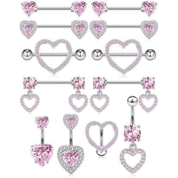 Nail Ring Heartshaped Zircon Stainless Steel Geometric Electroplating Style