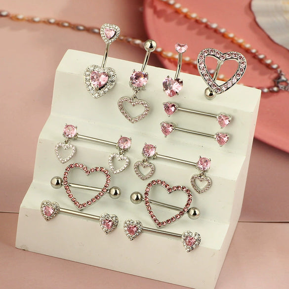Nail Ring Heartshaped Zircon Stainless Steel Geometric Electroplating Style