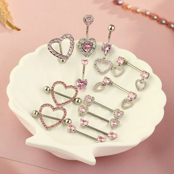 Nail Ring Heartshaped Zircon Stainless Steel Geometric Electroplating Style