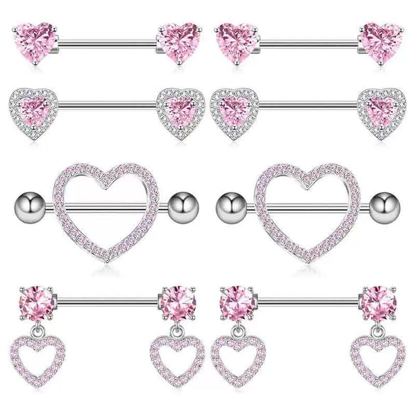 Nail Ring Heartshaped Zircon Stainless Steel Geometric Electroplating Style