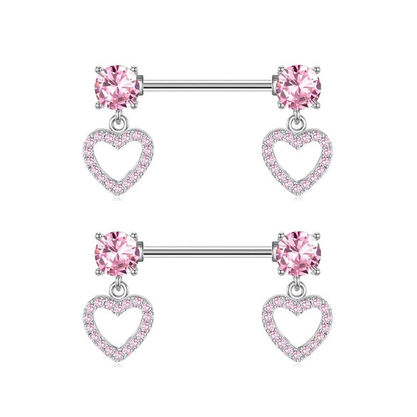 Nail Ring Heartshaped Zircon Stainless Steel Geometric Electroplating Style