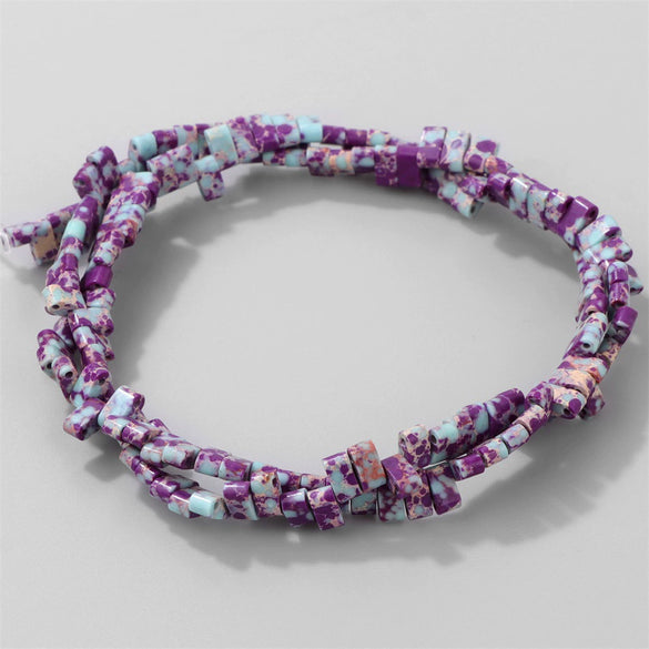 Natural Agate Rectangular Double Hole Beads Diy Handmade Beaded Bracelet Ring Decoration Accessories
