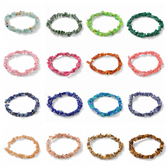 Natural Agate Rectangular Double Hole Beads Diy Handmade Beaded Bracelet Ring Decoration Accessories