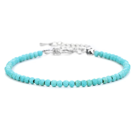 Natural Amethyst Crystal Beaded Women’s Bracelet With Geometric Design Single Strand Bracelet