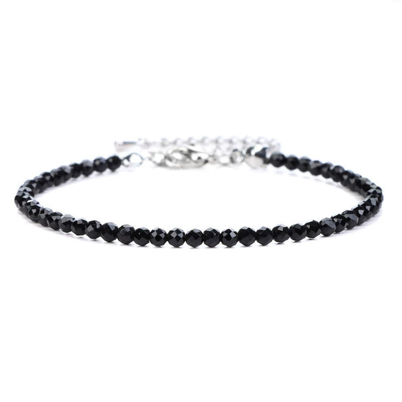 Natural Amethyst Crystal Beaded Women’s Bracelet With Geometric Design Single Strand Bracelet