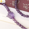 Natural Amethyst Crystal Beaded Wrap Bracelet With Cute Fox Animal Charm Minimalist Unisex Stone Bracelet