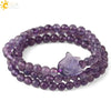 Natural Amethyst Crystal Beaded Wrap Bracelet With Cute Fox Animal Charm Minimalist Unisex Stone Bracelet