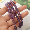Natural Amethyst Crystal Beaded Wrap Bracelet With Cute Fox Animal Charm Minimalist Unisex Stone Bracelet