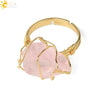 Natural Amethyst Crystal Gold Plated Geometric Open Ring Minimalist Adjustable Statement Jewelry For Women And Unisex Wear