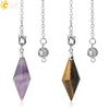 Natural Amethyst Crystal Hexagonal Pyramid Pendant Minimalist Cone Section Stone Jewelry Pendant