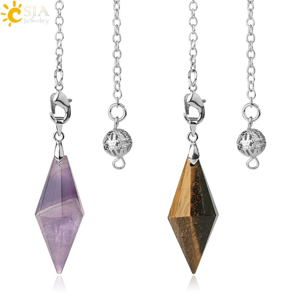Natural Amethyst Crystal Hexagonal Pyramid Pendant Minimalist Cone Section Stone Jewelry Pendant