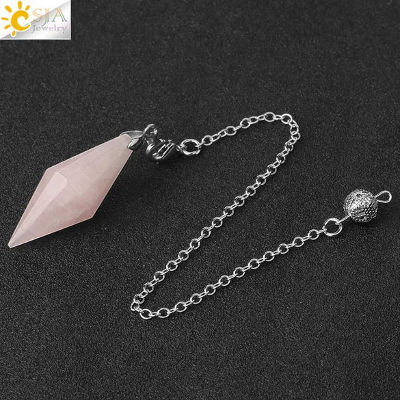 Natural Amethyst Crystal Hexagonal Pyramid Pendant Minimalist Cone Section Stone Jewelry Pendant