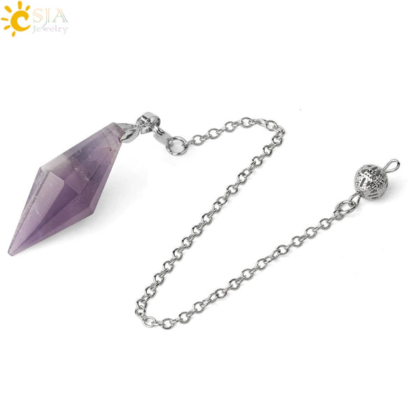 Natural Amethyst Crystal Hexagonal Pyramid Pendant Minimalist Cone Section Stone Jewelry Pendant