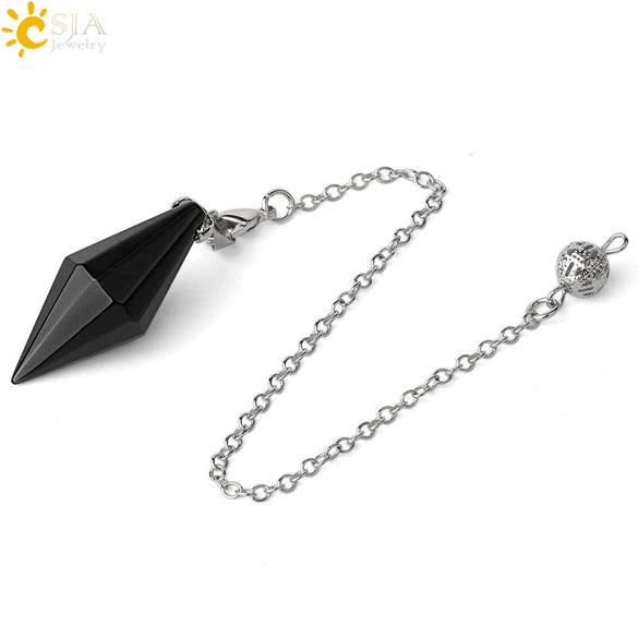 Natural Amethyst Crystal Hexagonal Pyramid Pendant Minimalist Cone Section Stone Jewelry Pendant