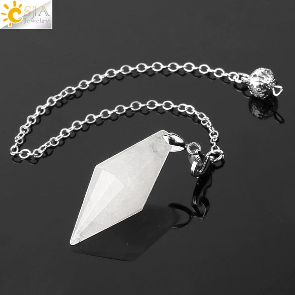 Natural Amethyst Crystal Hexagonal Pyramid Pendant Minimalist Cone Section Stone Jewelry Pendant