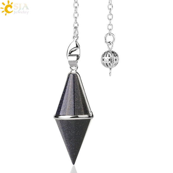 Natural Amethyst Crystal Pendulum Cone Pendant Minimalist Drop Shape Cut Stone Jewelry