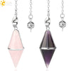 Natural Amethyst Crystal Pendulum Cone Pendant Minimalist Drop Shape Cut Stone Jewelry