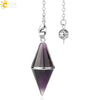 Natural Amethyst Crystal Pendulum Cone Pendant Minimalist Drop Shape Cut Stone Jewelry