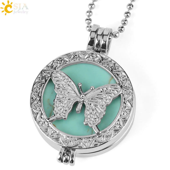 Natural Amethyst Stone Butterfly Pendant Necklace With Oblate Beads Minimalist Crystal Ball Chain Jewelry For Women