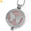 Natural Amethyst Stone Butterfly Pendant Necklace With Oblate Beads Minimalist Crystal Ball Chain Jewelry For Women