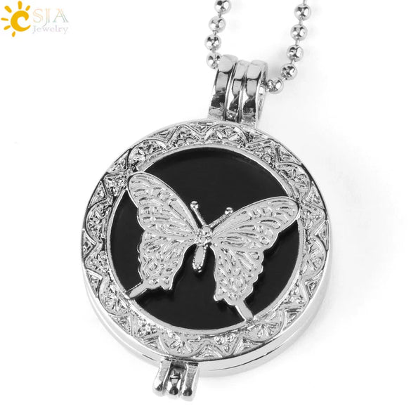 Natural Amethyst Stone Butterfly Pendant Necklace With Oblate Beads Minimalist Crystal Ball Chain Jewelry For Women