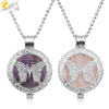 Natural Amethyst Stone Butterfly Pendant Necklace With Oblate Beads Minimalist Crystal Ball Chain Jewelry For Women