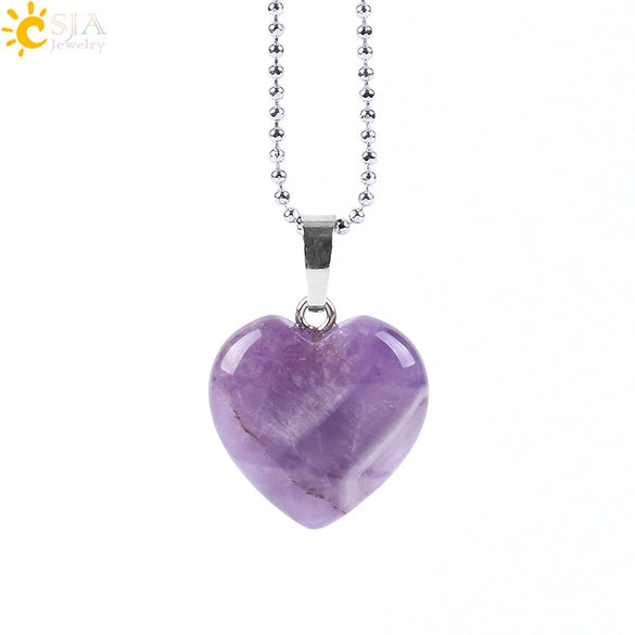 Natural Amethyst Stone Pendant Necklace With Copper Chain Elegant Holiday Gift Jewelry For Women