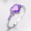 Natural Amethyst Zircon Silver Ring Fashion Wedding Heartshaped Colored Diamond Ring Jewelry  Sales
