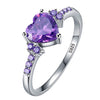 Natural Amethyst Zircon Silver Ring Fashion Wedding Heartshaped Colored Diamond Ring Jewelry  Sales