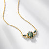 Natural Aqua Agate Women's S925 Silver Geometric Clavicle Necklace