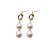 Natural Baroque Pearl Simple Retro Long Knot Slimming Earrings