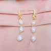 Natural Baroque Pearl Simple Retro Long Knot Slimming Earrings