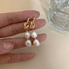 Natural Baroque Pearl Simple Retro Long Knot Slimming Earrings