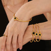 Natural Black Fritillaria Open Bracelet Stainless Steel Pvd Electroplated 18K True Gold Geometric Style Jewelry
