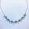 Natural Blue Topaz Gem Inlaid U Shaped Geometric Sterling Silver Pendant Necklace In Simple Fashion Style
