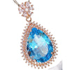 Natural Blue Topaz Gem Inlaid U Shaped Geometric Sterling Silver Pendant Necklace In Simple Fashion Style