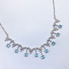 Natural Blue Topaz Gem Inlaid U Shaped Geometric Sterling Silver Pendant Necklace In Simple Fashion Style