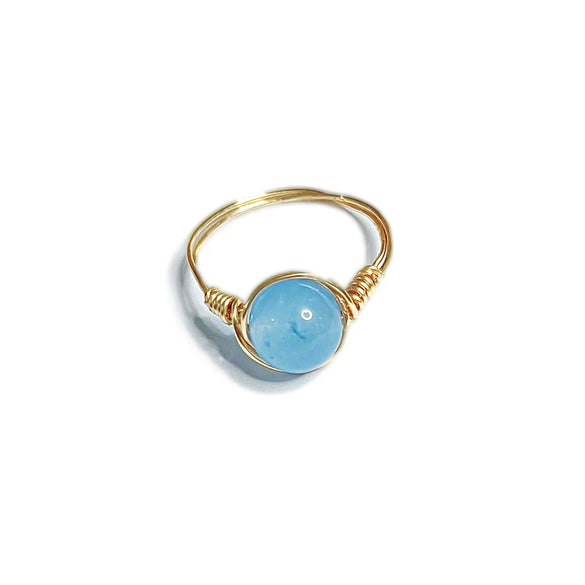 Natural Chalcedony Stone Ring Purely Handmade Hand Woven Winding Design Color Preserving Versatile Unisex Jewelry