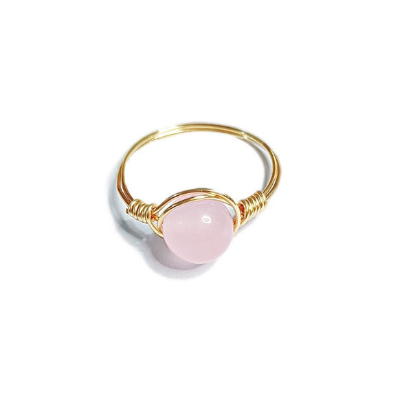 Natural Chalcedony Stone Ring Purely Handmade Hand Woven Winding Design Color Preserving Versatile Unisex Jewelry