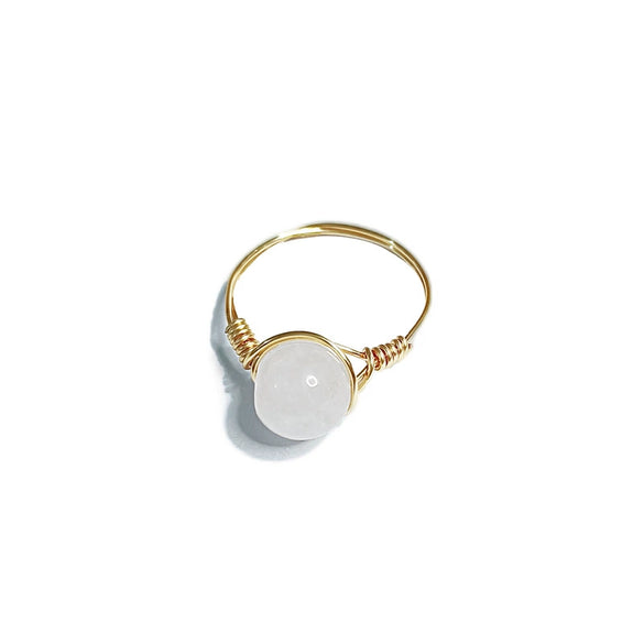 Natural Chalcedony Stone Ring Purely Handmade Hand Woven Winding Design Color Preserving Versatile Unisex Jewelry
