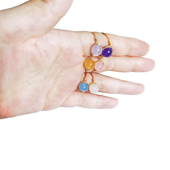 Natural Chalcedony Stone Ring Purely Handmade Hand Woven Winding Design Color Preserving Versatile Unisex Jewelry