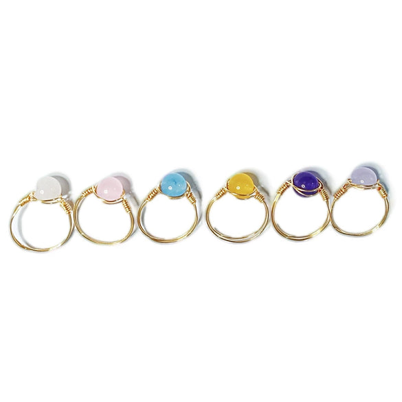 Natural Chalcedony Stone Ring Purely Handmade Hand Woven Winding Design Color Preserving Versatile Unisex Jewelry