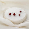 Natural Cinnabar Geometric Stud Earrings With Silver Ear Posts Electroplated Small Red Bean Earrings For Women